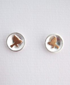 Fly to the Moon - Sterling Silver and Rose Gold Stud Earring