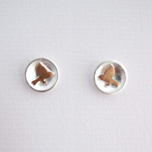 Fly to the Moon - Sterling Silver and Rose Gold Stud Earring