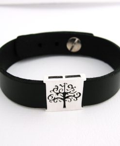 Branching Out - Sterling Silver and Leather Cuff Bracelet
