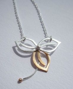 Three-Leaf - Sterling Silver and Rose Gold Pendant
