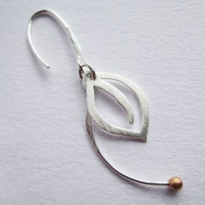 Single Leaf - Sterling Silver and Rose Gold Earrings